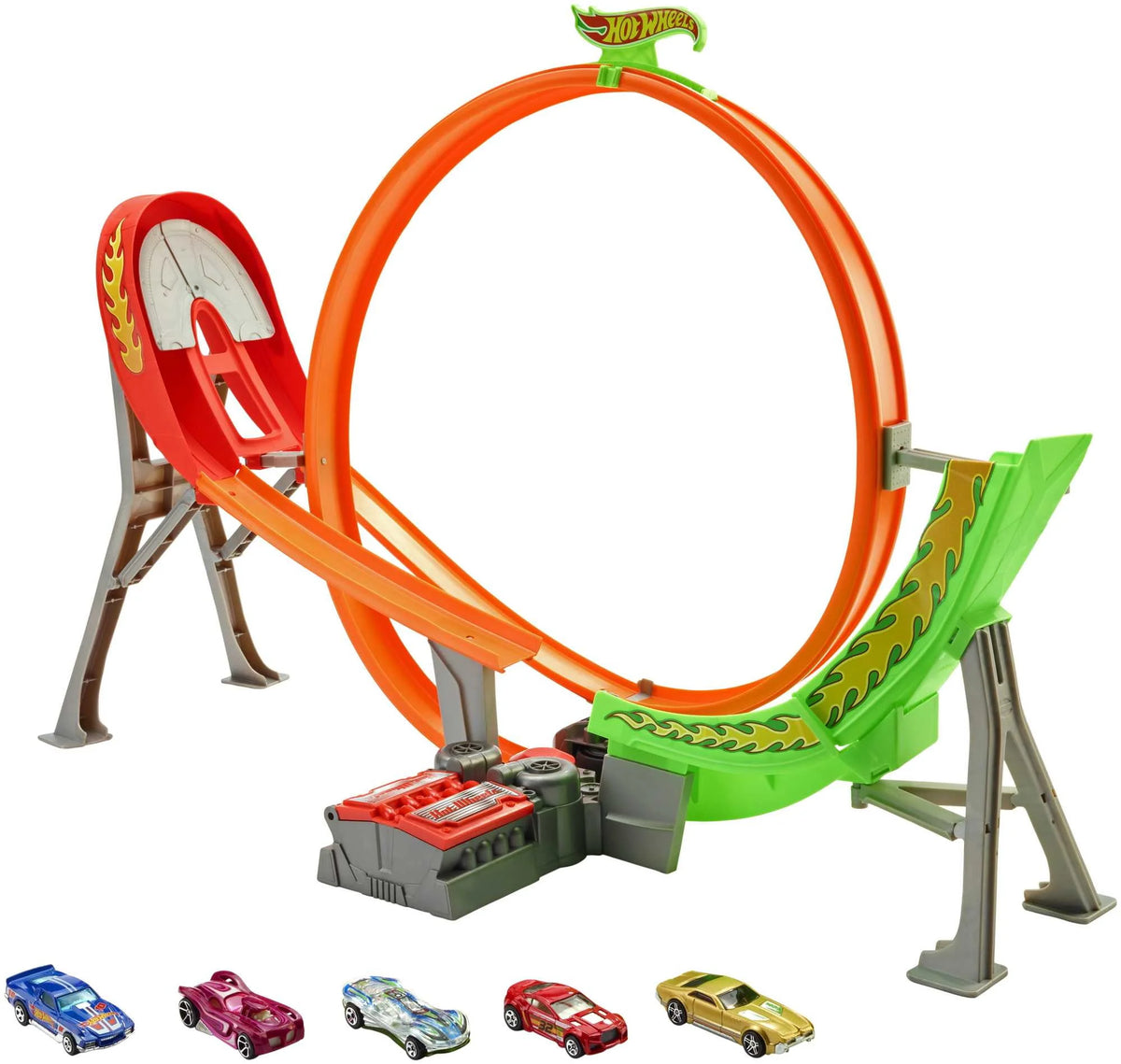 Motorized Raceway Track Set with 5 Cars 1:64 Scale Q34477