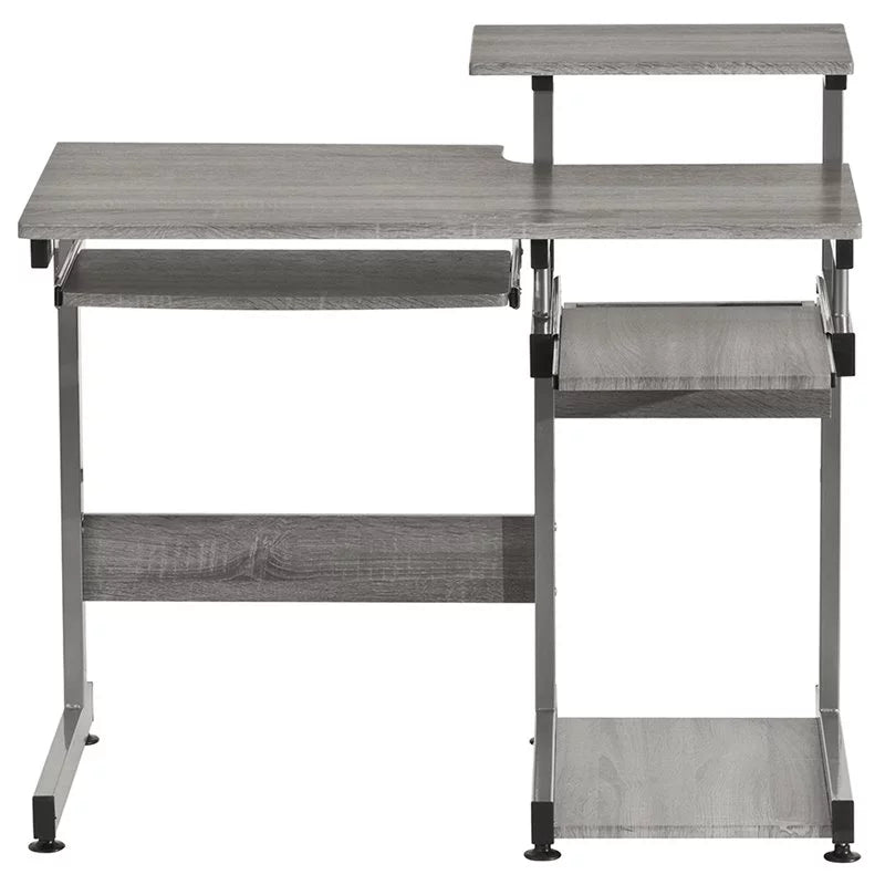 Contemporary Gray Engineered Wood Computer Desk S2793