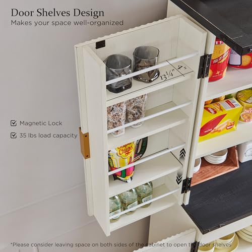 Natural Oak 72" Tall Wood Pantry Cabinet with 4 Doors R70246