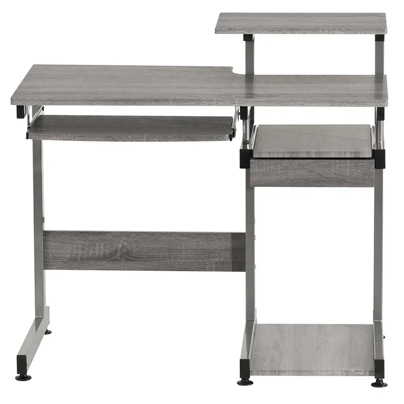 Contemporary Gray Engineered Wood Computer Desk S2793