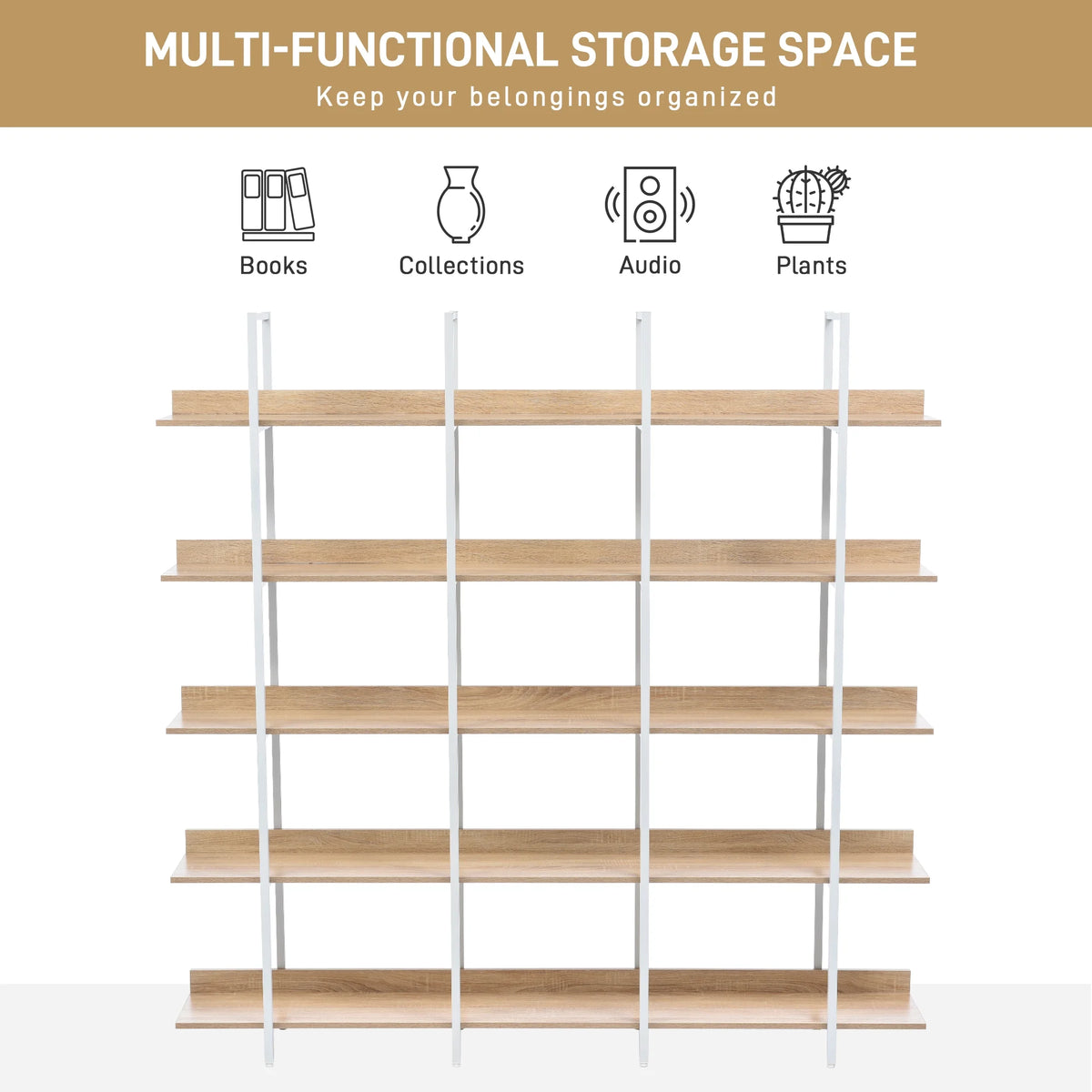 5 Tier Metal Frame Bookshelf Bookcase X42135