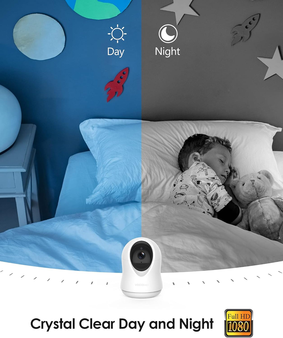 1080P Indoor Pan/Tilt Security Camera with Night Vision and 2-Way Audio J4093