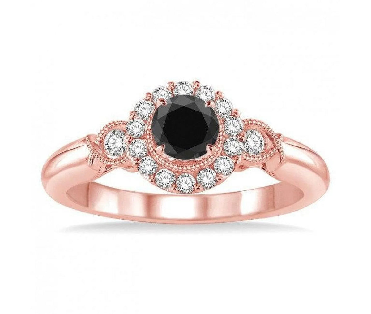 Black Diamond Engagement Ring in 14k Rose Gold X637203