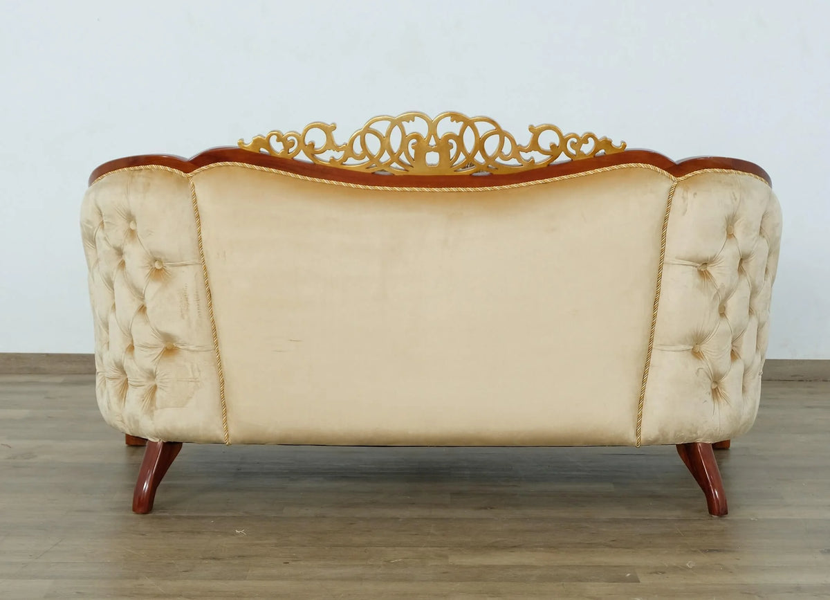 Brown & Gold Wood Trim Loveseat W6302