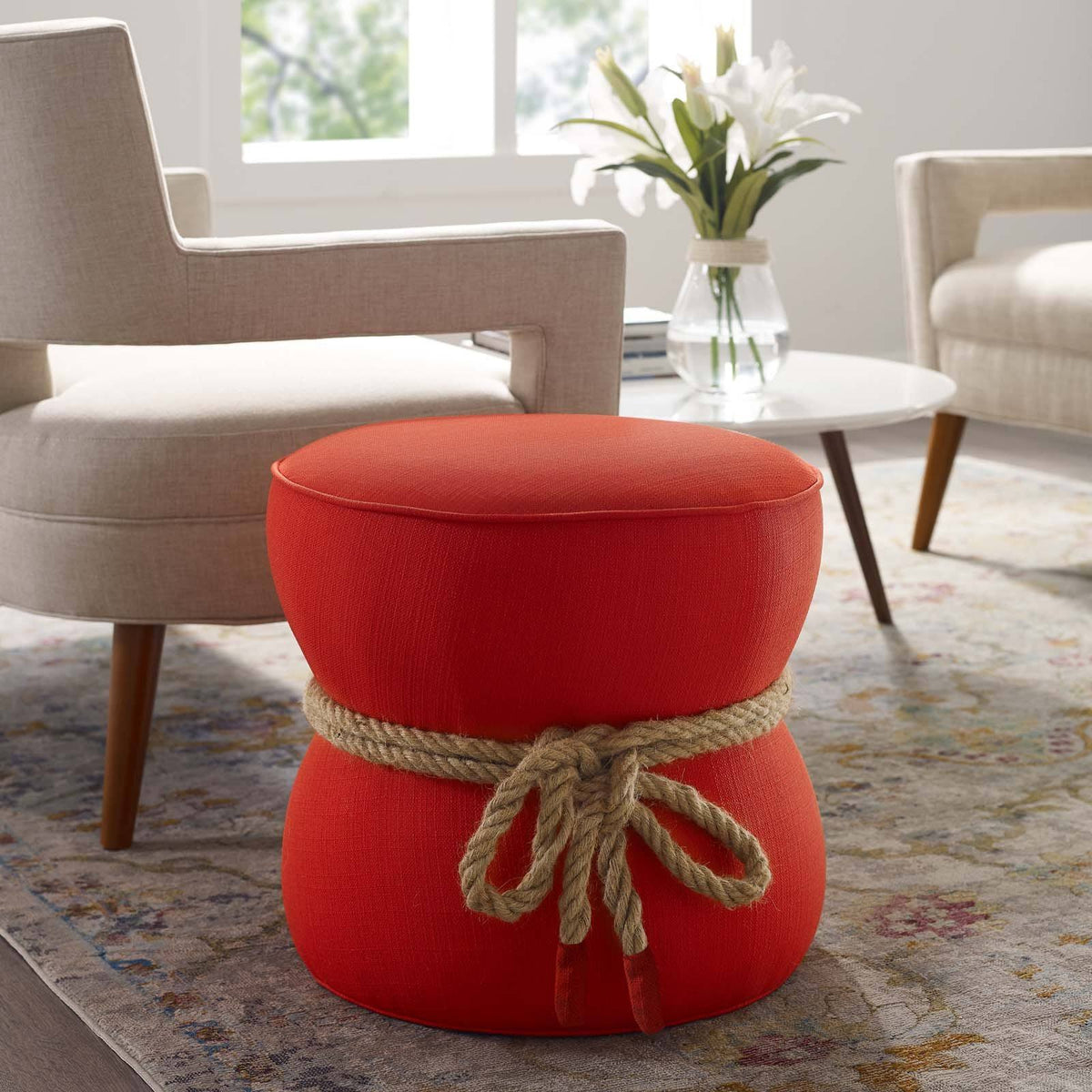 Red Fabric Ottoman C298797