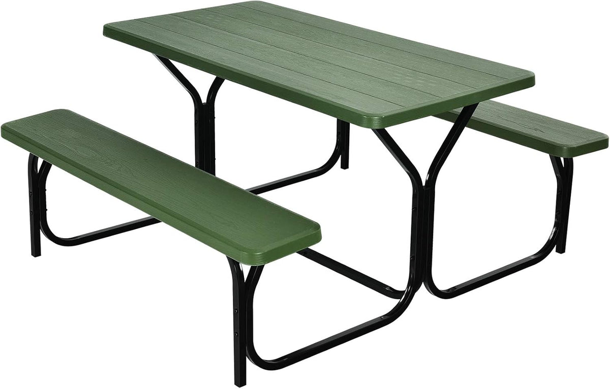 Gray Metal Picnic Table Bench Set Q642
