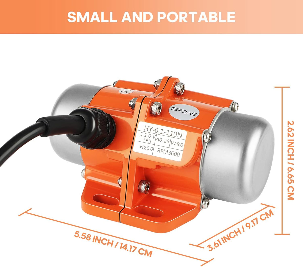 90W Concrete Vibrator Vibration Motor Single Phase AC 110V 3600RPM Aluminum Alloy Case Pack of 2 F280670