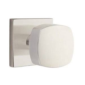 Double Dummy Door Knob and Square Rose in Satin Nickel T2172