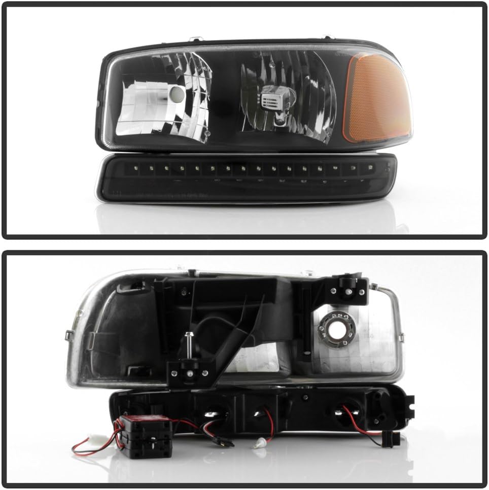Black 1999-2006 GMC Sierra Yukon XL Headlights LED Parking Bumper Signal Lights N87906