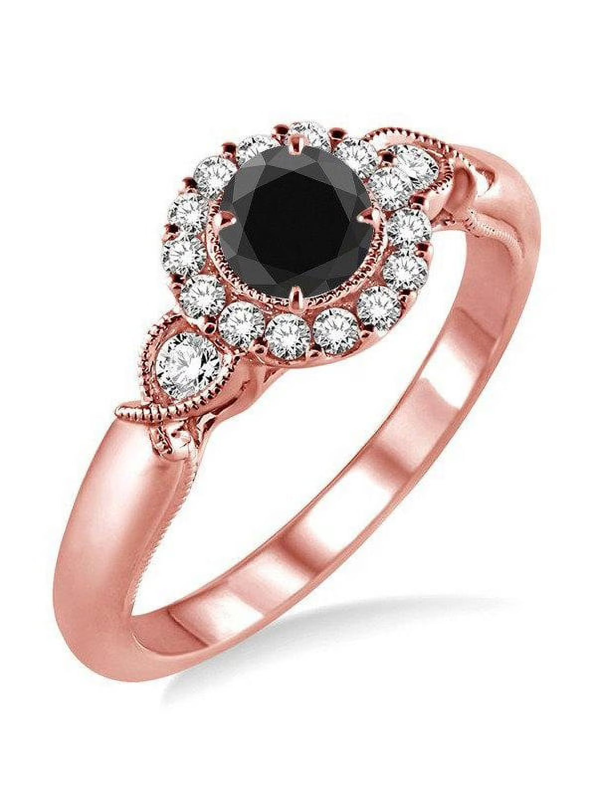 Black Diamond Engagement Ring in 14k Rose Gold X637203