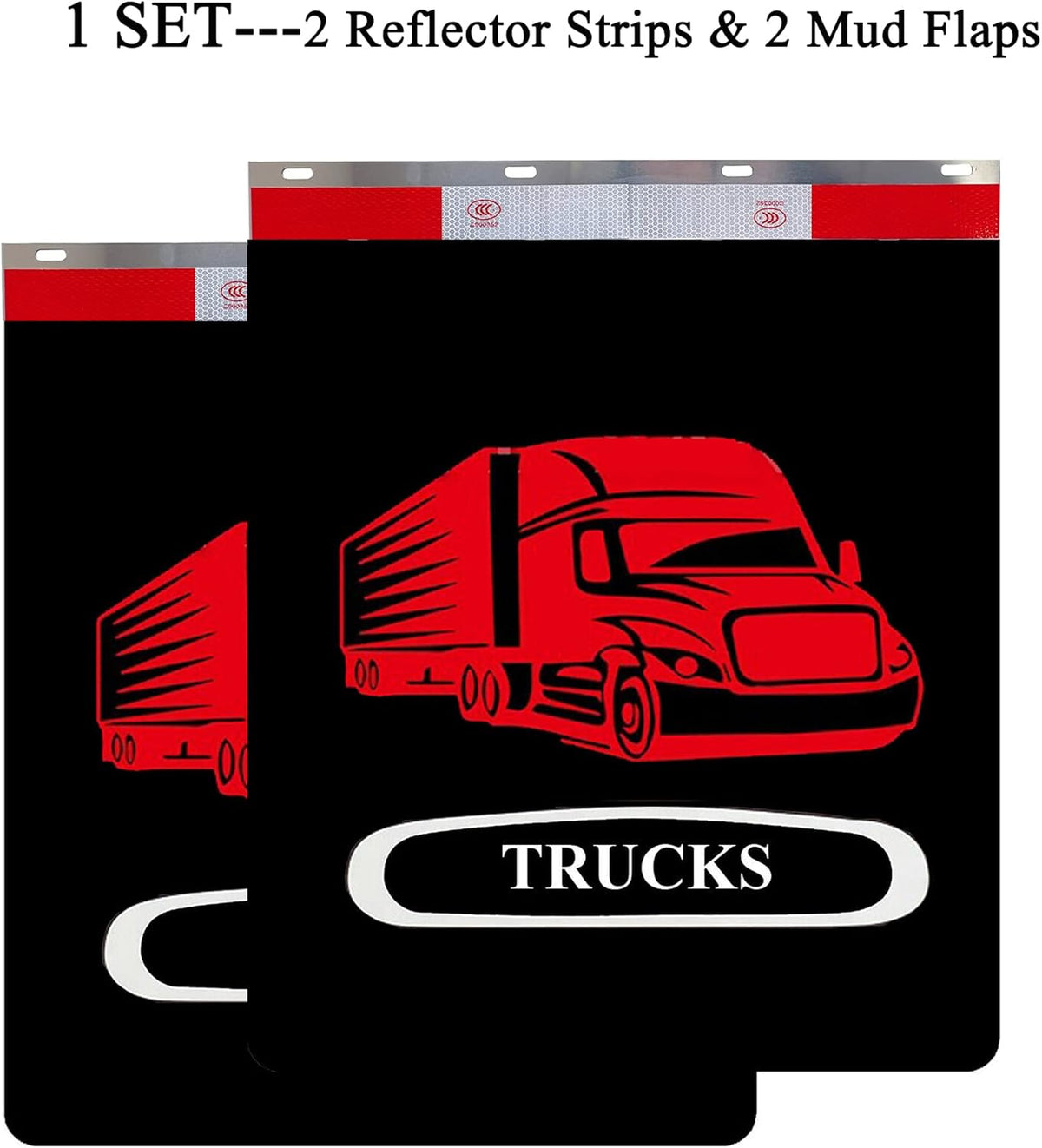 24"x30" Mud Flaps with Reflective Aluminum Strips for Semi Truck Trailer P485
