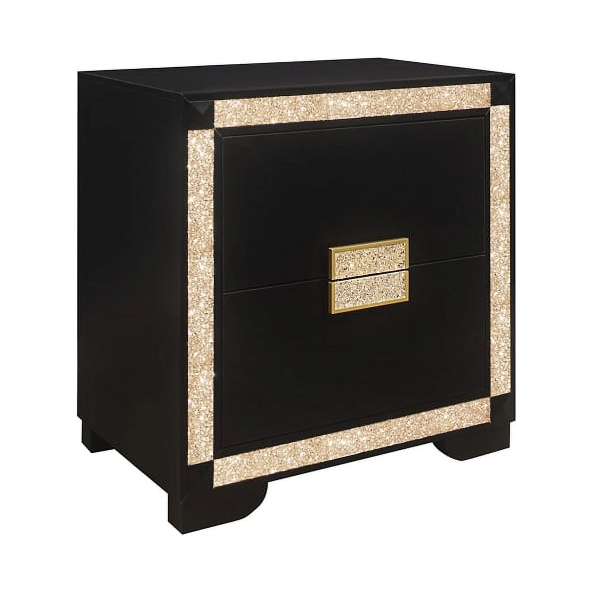 Black Gold Wood Nightstand G489