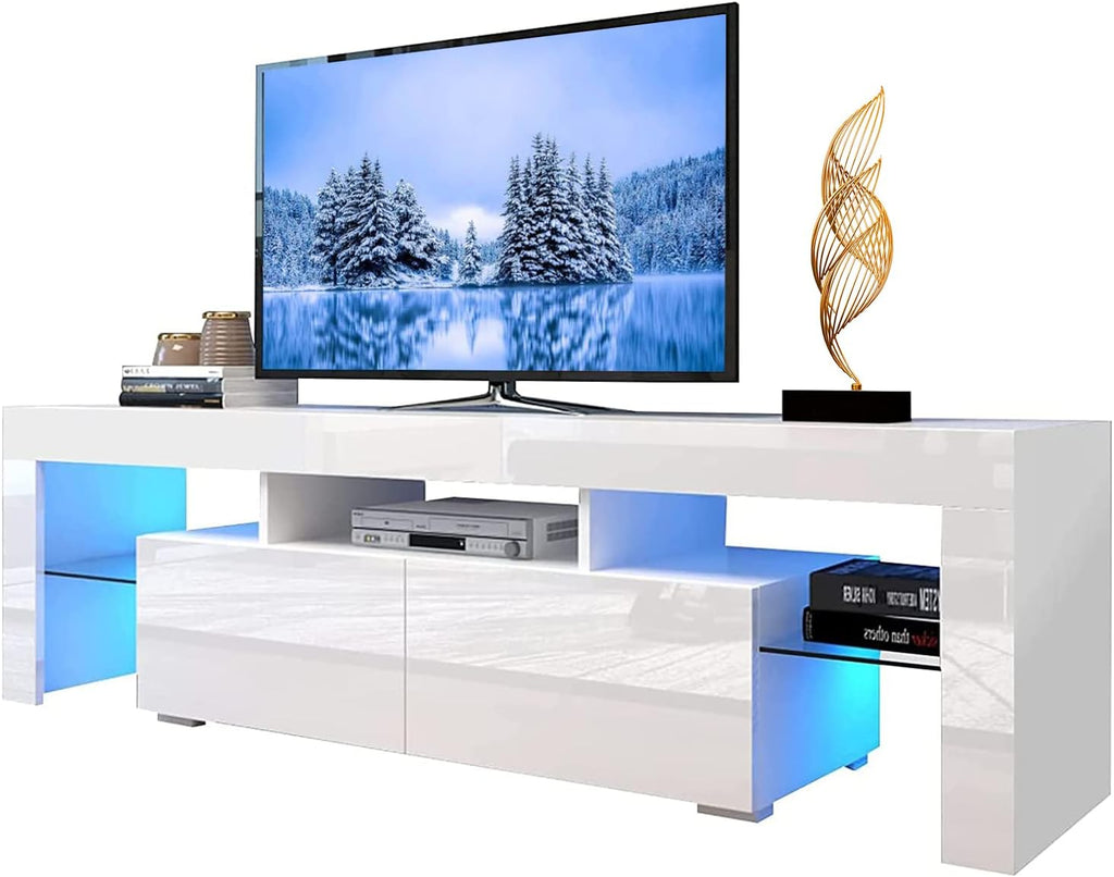 White High Gloss LED TV Stand with Storage Drawer Y294